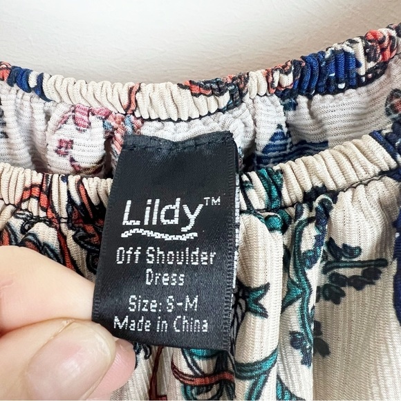 Vintage Y2K Boho Off Shoulder Floral Maxi Dress Asymmetrical Hem Hippie Gypsy S - Picture 12 of 14